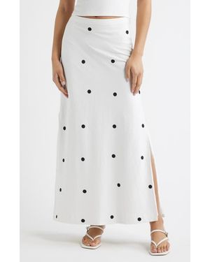 Open Edit Linen Blend Column Maxi Skirt - White