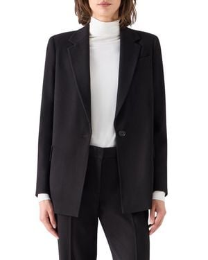 Akris Punto Wool Tricotine Boyfriend Blazer - Black