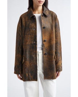 Nackiyé Yoko Distressed Leather Jacket - Brown