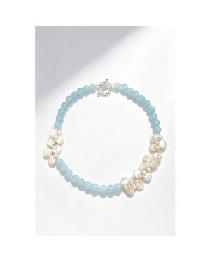 Classicharms Aquamarine & Pearl Choker Necklace - Blue