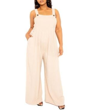 Buxom Couture Wide Leg Jumpsuit - Natural