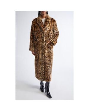 Stand Studio Marceline Leopard Print Faux Fur Coat - Brown