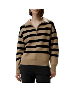 LILYSILK Collared Quarter-Zip Wool Sweater - Black