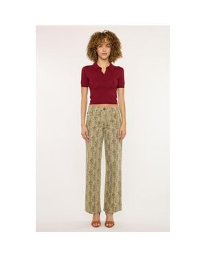 Kancan Renae Mid Rise Slim Wide Leg Jeans - Red