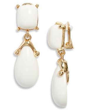 Kenneth Jay Lane Double Drop Clip-On Earrings - White