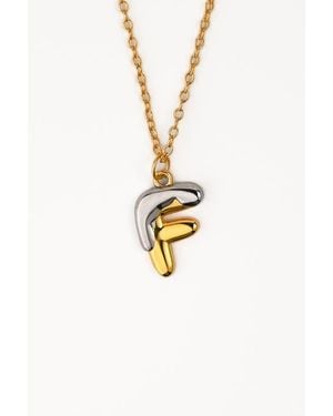 Zynnia Collective Two Tone Bubble Initial Necklace - White