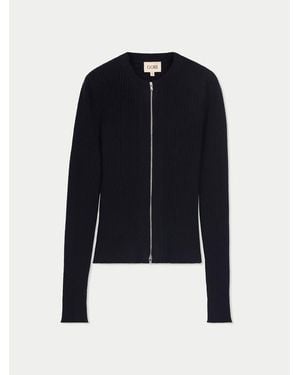 Gobi Cashmere Cashmere Two-Way Zip Cardigan - Blue