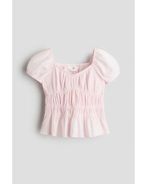 H&M Crinkled Cotton Top - Pink