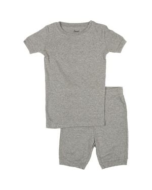Leveret Kids Short Sleeve Cotton Solid Matching Family Pajamas - Gray