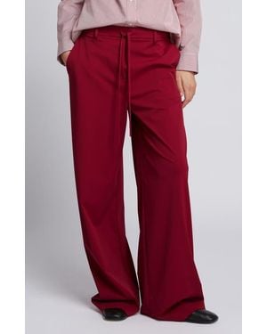 MM by Max Mara Agoraio Tie Waist Wide Leg Pants - Red
