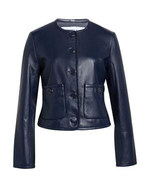 Veronica Beard Andrea Lambskin Leather Jacket - Blue