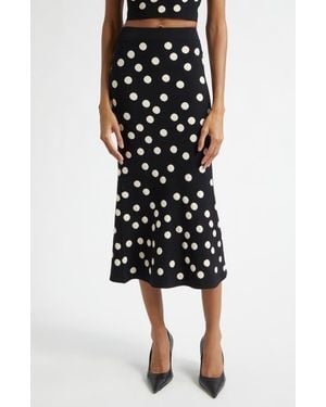 L'Agence Mae Polka Dot Bias Cut Skirt - Black