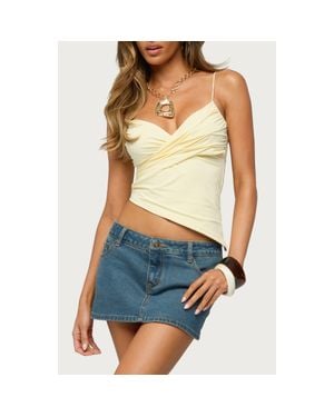 Edikted Nealie Gathered Asymmetric Crop Top - Blue