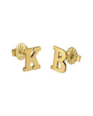 Melanie Marie Personalized Letter Stud Earrings - Metallic