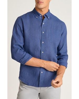 Bonobos Everyday Slim Fit Striped Linen Shirt - Blue