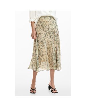 Desigual Abstract Print Midi Skirt - Natural