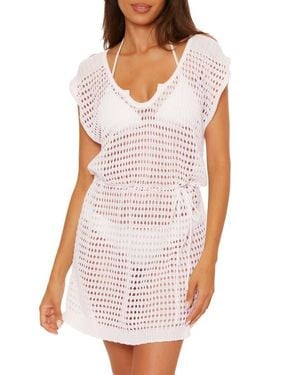 Becca Playa Open Stitch Cover-Up Minidress - White