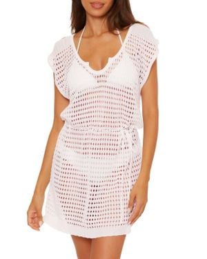 Becca Playa Open Stitch Cover-Up Minidress - White