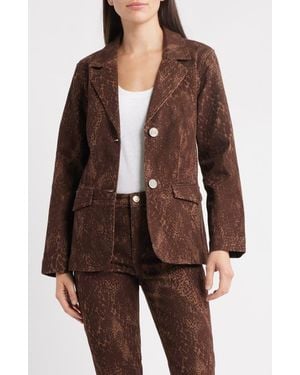 City Blues Flap Pocket Denim Blazer - Brown