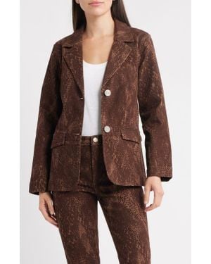 City Blues Flap Pocket Denim Blazer - Brown