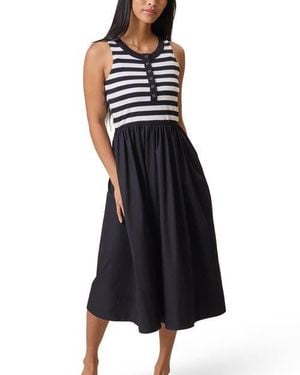 Kindred Bravely Charlotte Mixed Media Maternity & Nursing Midi Dress - Black