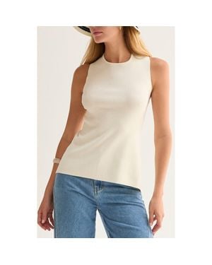Crescent Cross Back Cut Out Knit Top - Blue