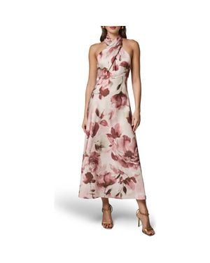 Donna Karan Floral Twist Neck Maxi Dress - Pink