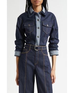 Cinq À Sept Canyon Crop Denim Jacket - Blue