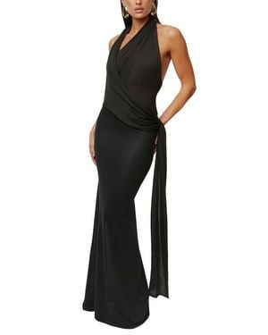 JLUXLABEL Miranda Draped Asymmetric Halter Neck Dress - Black
