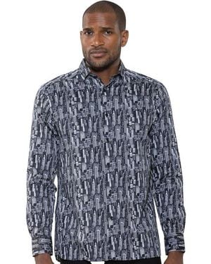 Luchiano Visconti City Scape Printed Shirt - Blue