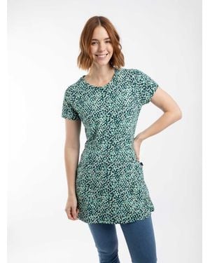 Weird Fish Sidra Printed Jersey Slub Tunic Top - Green
