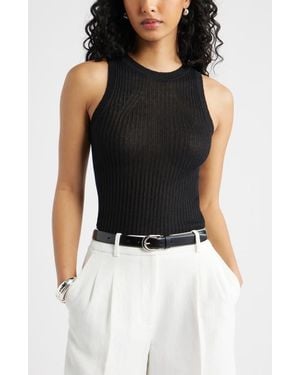 Open Edit Linen Blend Sweater Tank - Black