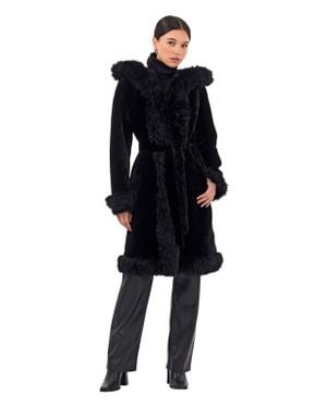 Gorski Reversible Shearling Lamb Hooded Jacket - Blue