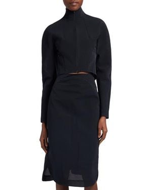 Alaïa Funnel Neck Crop Jacket - Blue