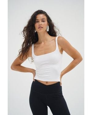LNA Scoop Ribbed Tank - White