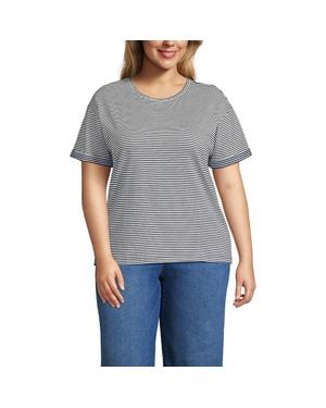 Lands' End Oversized Supima Short Sleeve Crew Neck T-Shirt - Gray