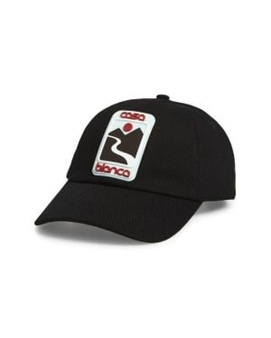 CASABLANCA Rubber Patch Cotton Twill Baseball Cap - Black