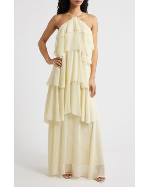 Lucy Paris Emery Ruffle Maxi Dress - Natural
