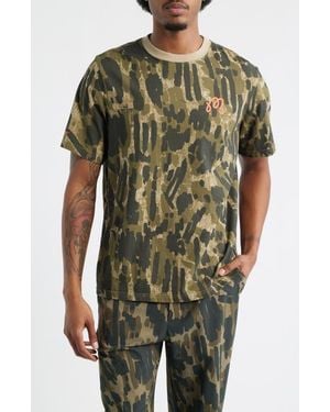 Malbon Tour Divot Camo Cotton Graphic T-Shirt - Green