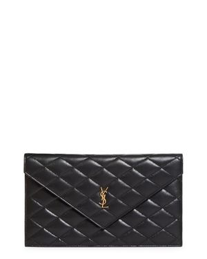Saint Laurent Paris Diamond Quilt Pouch - Gray