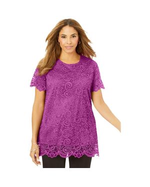 Jessica London Stretch Lace Tunic - Purple