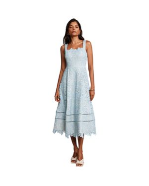 Mint Velvet Lace Full Skirt Midi Dress - Blue