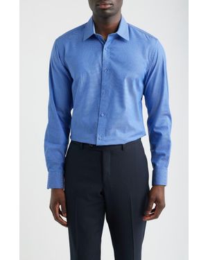 Daniel Hechter Paris Modern Fit Micropattern Cotton Dress Shirt - Blue