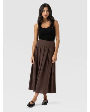 Saint + Sofia Eliza Pleated Skirt - Brown