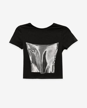 Kate Barton Printed Corset Baby Tee - Black