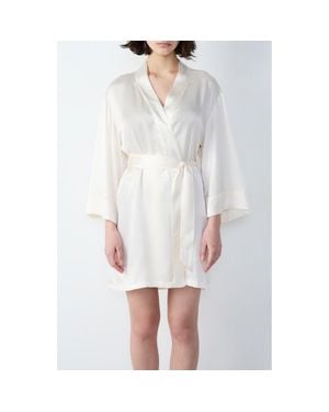 Etam Pearly Deshabille Silk Robe - White