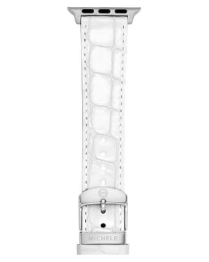 Michele Croc Embossed Patent Leather 20Mm Apple Watch Watchband - White
