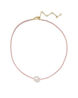 Lady Grey Jewelry Freshwater Pearl Leather Cord Necklace - Metallic