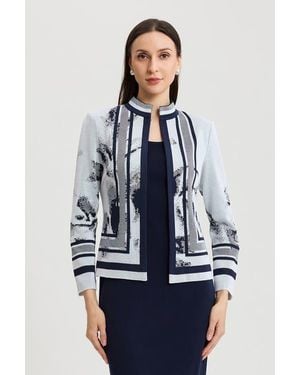 Ming Wang Heritage Abstract Two-Tone Knit Jacket - Blue