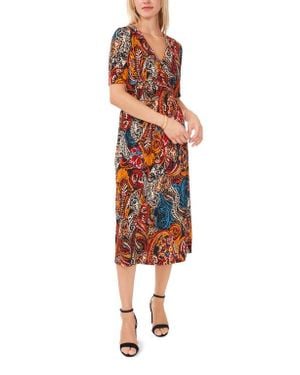 Chaus Laura Faux Wrap Midi Dress in Black Lyst